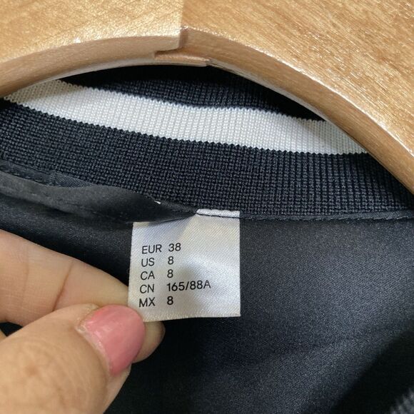 H&M Divided Size 8 Embroidered Tiger Baseball Bomber Jacket Black White Striped - Picture 13 of 13